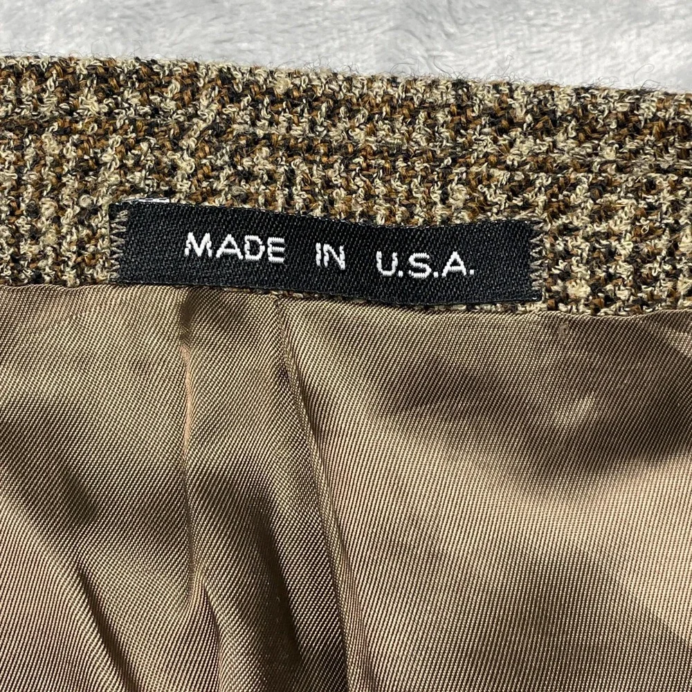 VTG Joseph Abboud Nordstrom Blazer Mens Brown Glen Plaid Wool Made in USA 46R